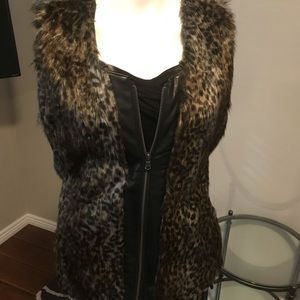 Faux fur and leather vest